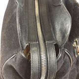 Salvatore Ferragamo Black Rabbit Fur Leather Trim Shoulder Bag