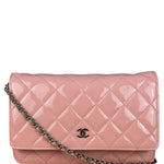 Chanel Pink Patent Quilted Wallet on Chain Bag 2012