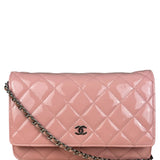 Chanel Pink Patent Quilted Wallet on Chain Bag 2012