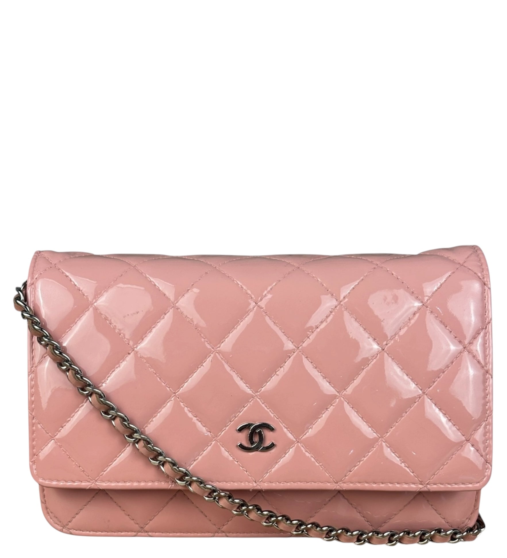 Chanel Pink Patent Quilted Wallet on Chain Bag 2012
