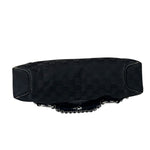 Gucci Black Leather Trim Horsebit GG Chain Shoulder Bag