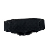 Gucci Black Leather Trim Horsebit GG Chain Shoulder Bag