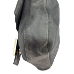 Fendi Black Leather Trim Baguette