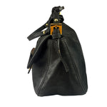 Fendi Shiny Black Suede Small Baguette