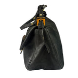 Fendi Shiny Black Suede Small Baguette