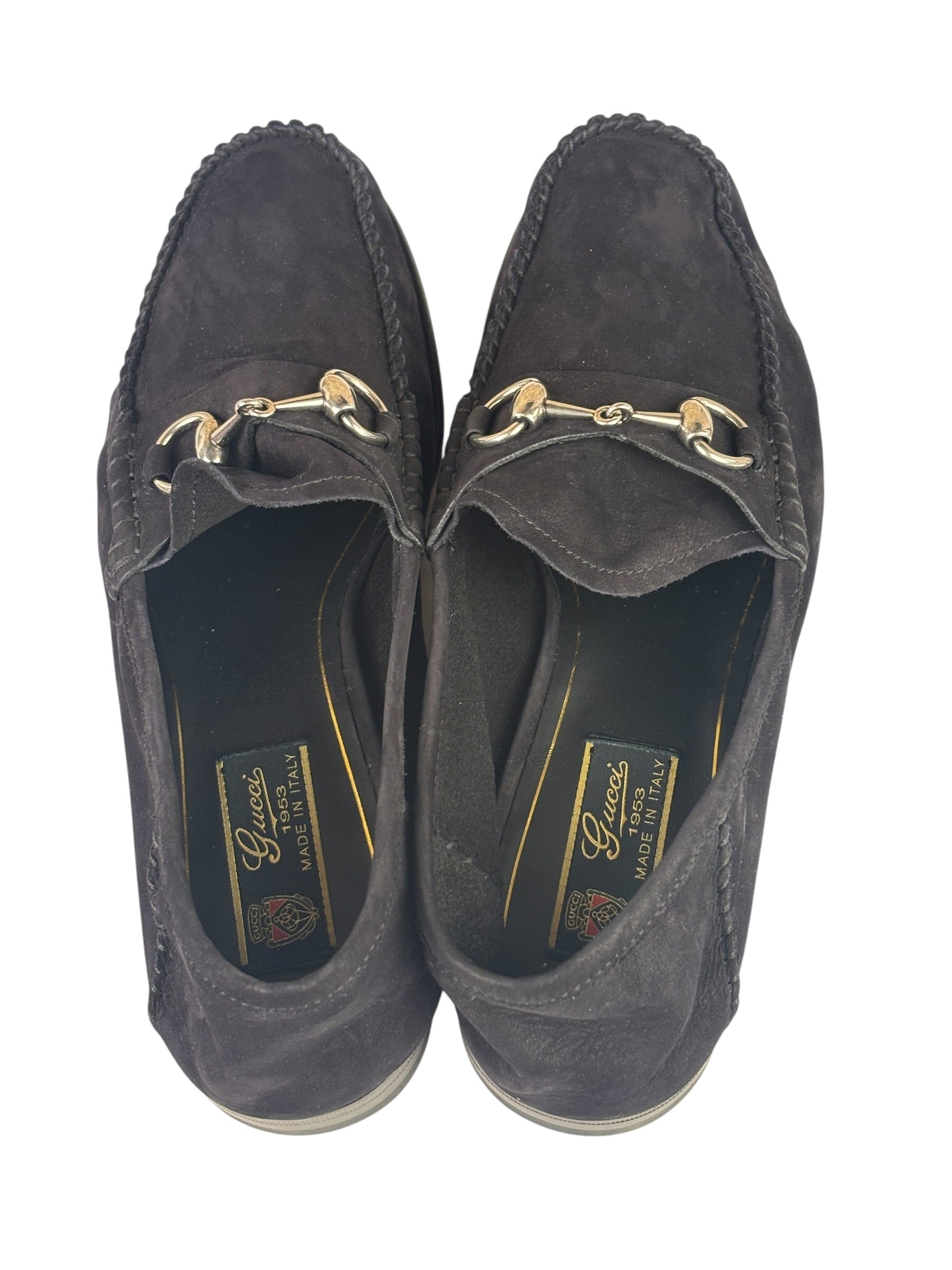 Gucci Black Suede Horsebit Loafers