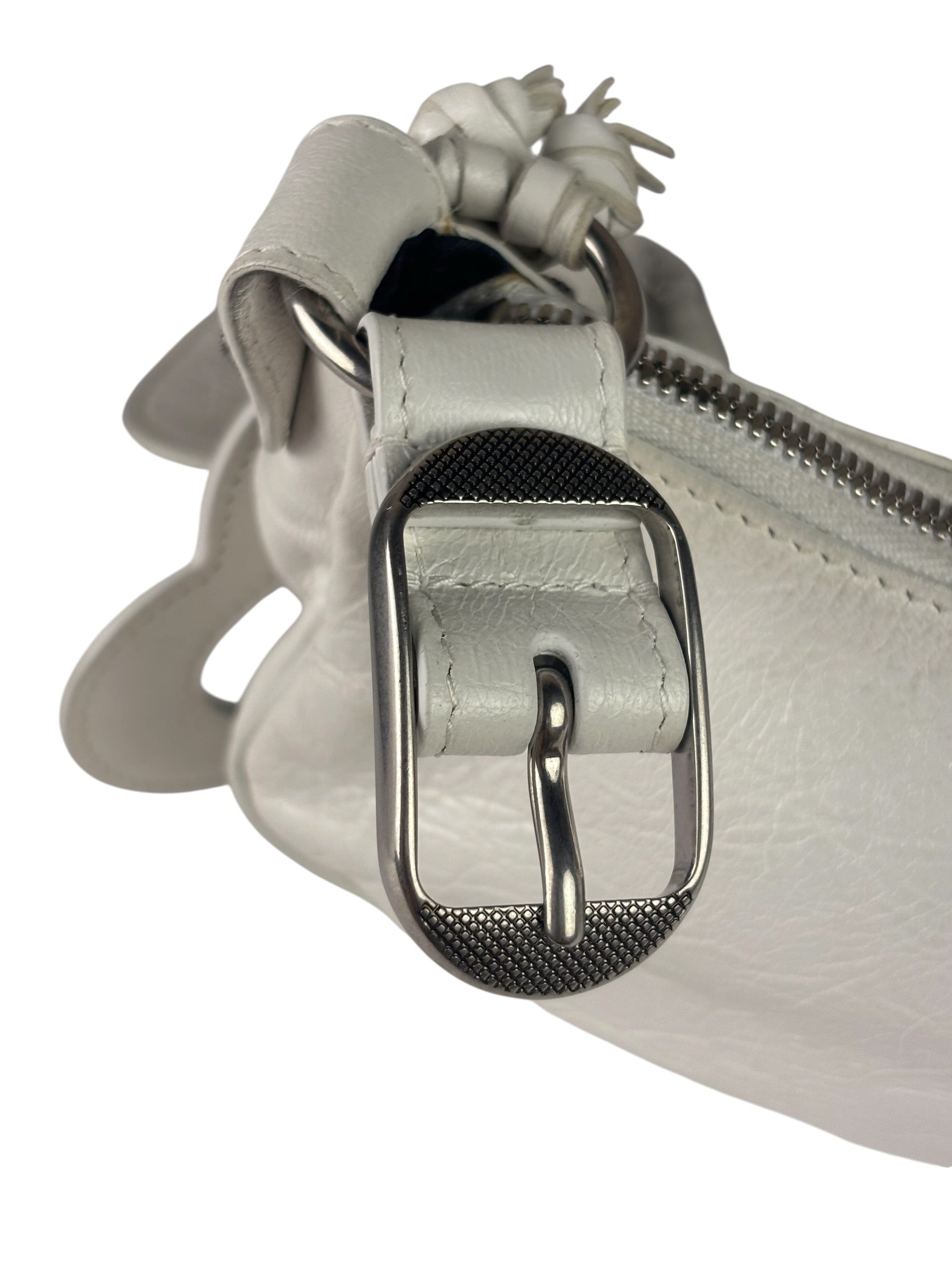 Balenciaga White Lambskin Le Cagole Shoulder Bag