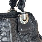 Chloé Vintage Black Leather Python Silverado Shoulder Bag