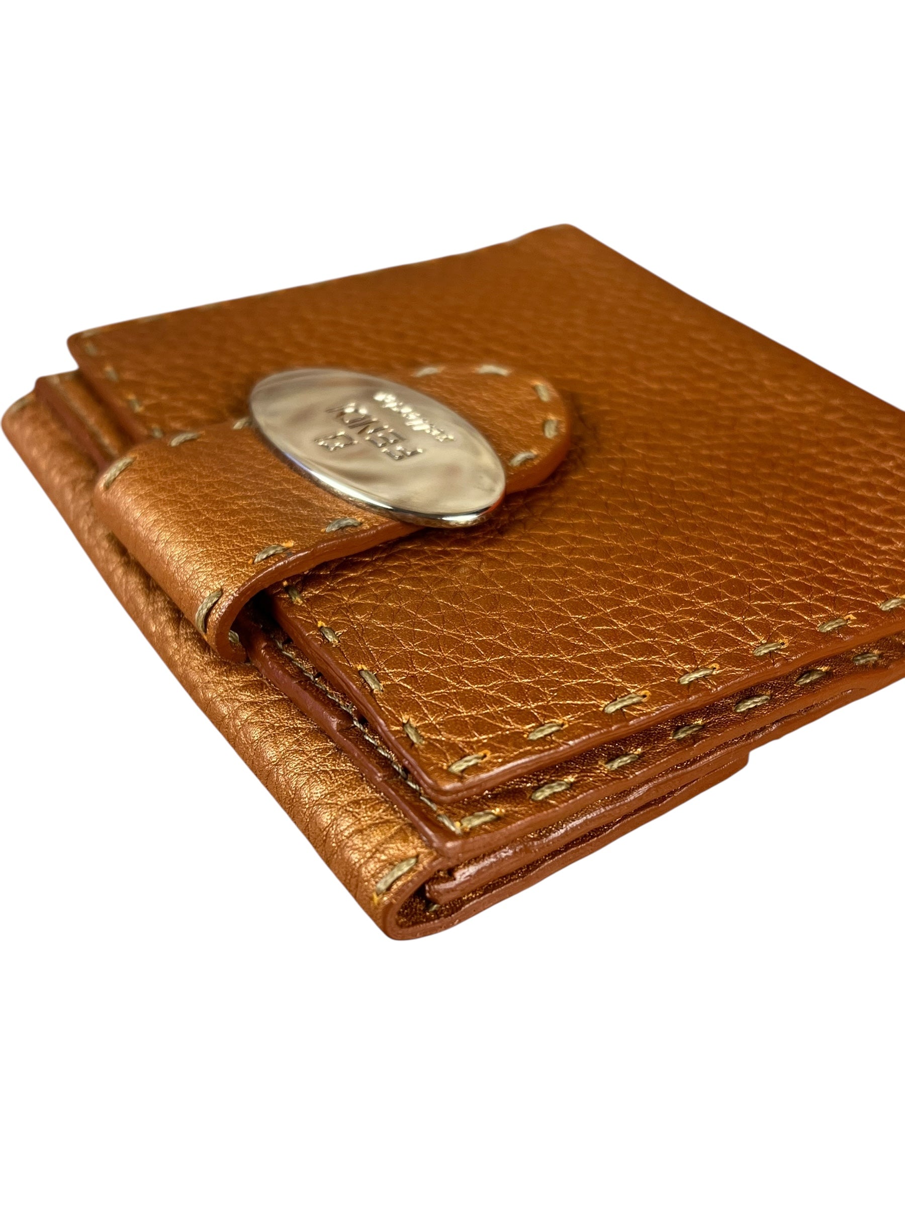 Fendi Bronze Bi-Fold Pebbled Leather Wallet