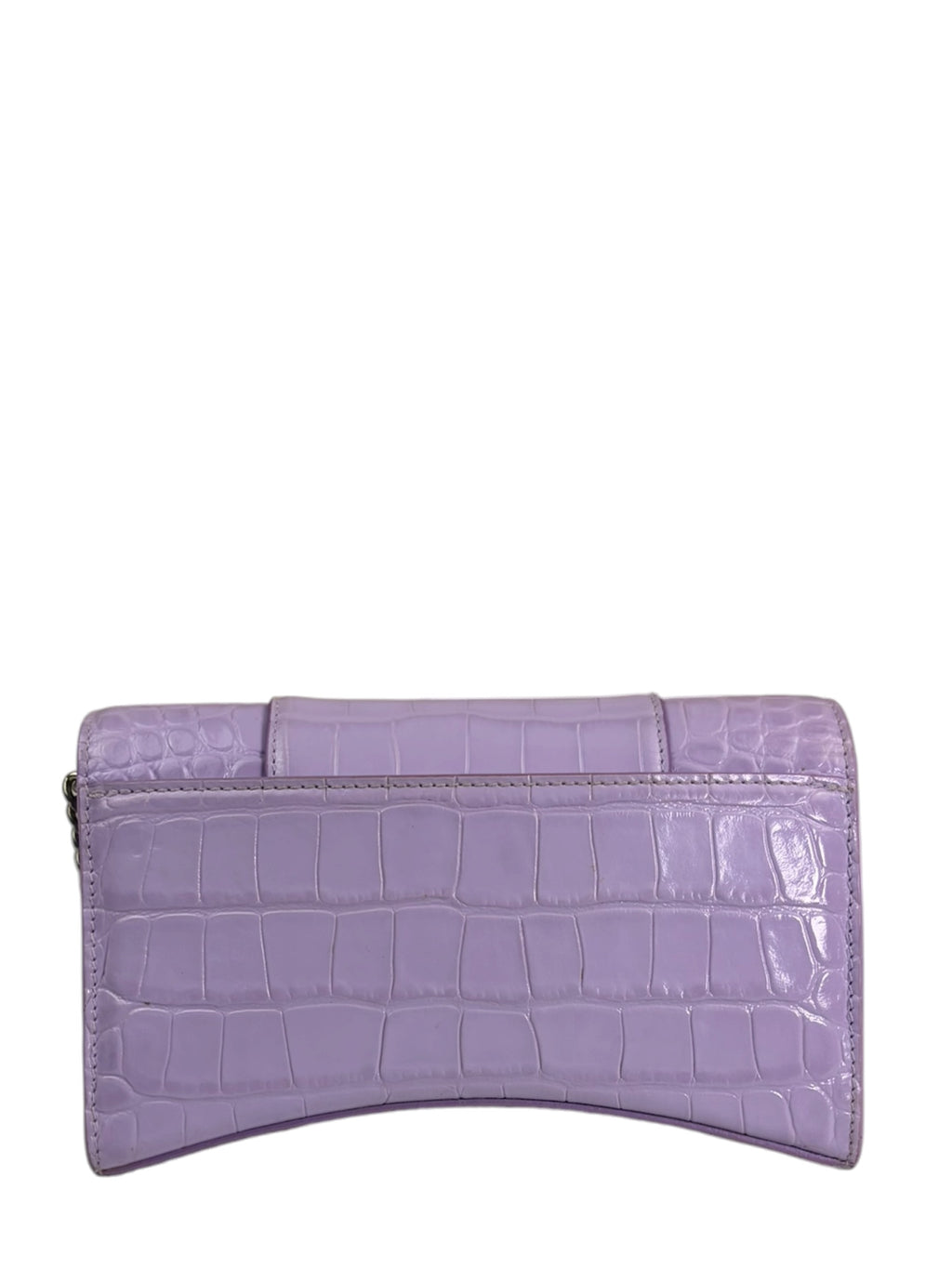 Balenciaga Purple Crocodile Embossed Leather Hourglass Wallet On Chain