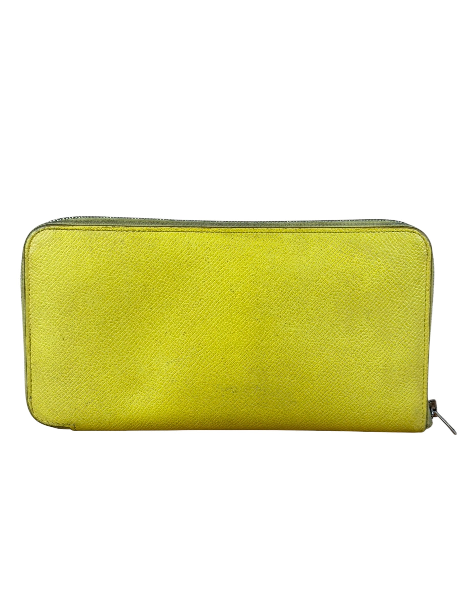 Hermes Yellow Leather Silk'In Classique Long Wallet