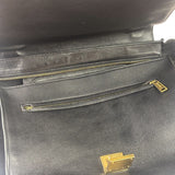 Celine Black Suede/Crocodile Embossed Leather Trapeze Two-Way Bag