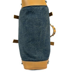 Fendi Blue/Brown Denim/Leather Trim Studded Shoulder Bag