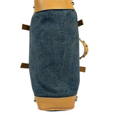 Fendi Blue/Brown Denim/Leather Trim Studded Shoulder Bag