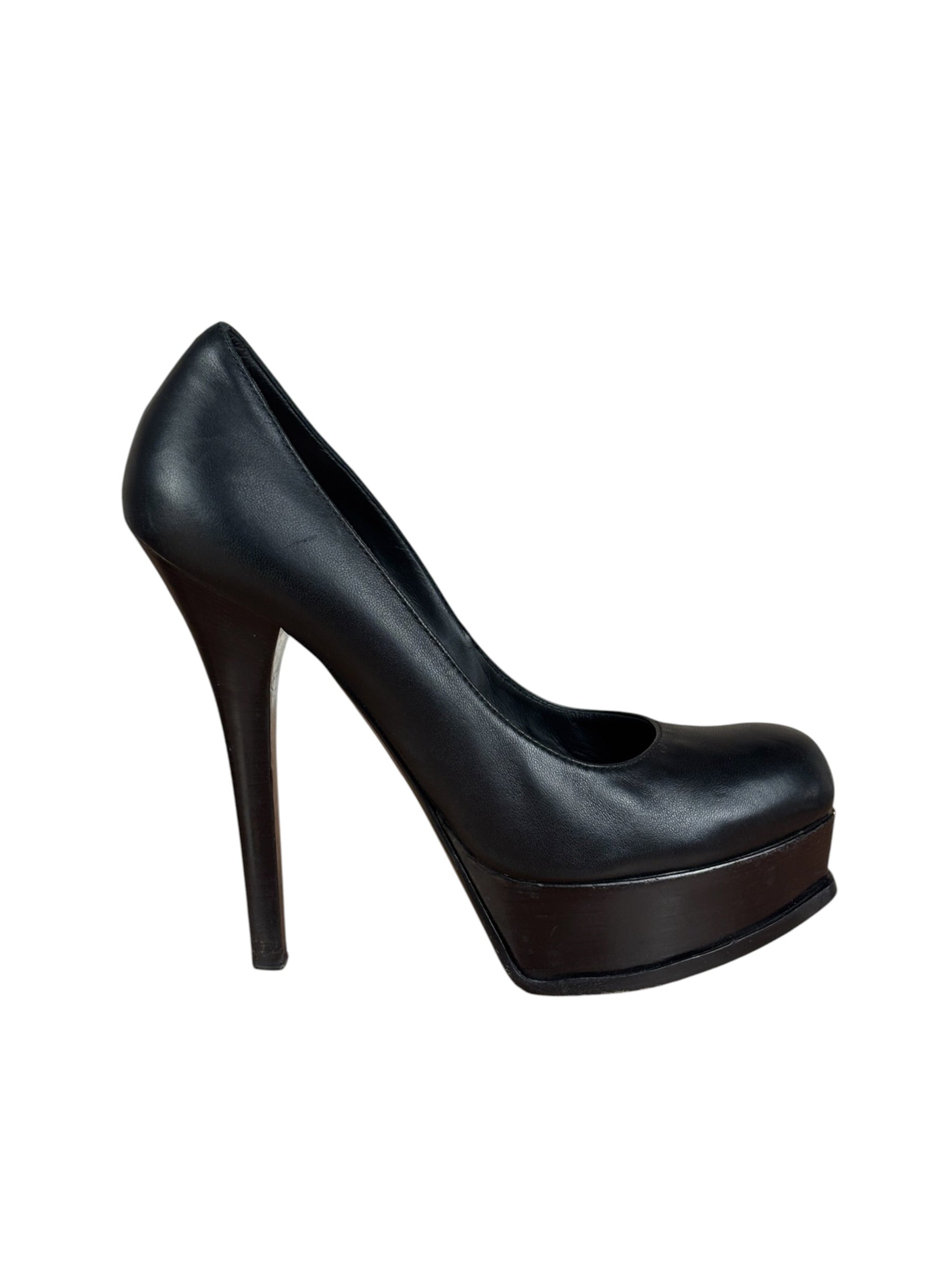 Fendi Black nappa Leather Platform Pumps Fendista Heels