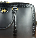 Gucci Croc-Trim Leather Briefcase