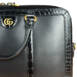 Gucci Croc-Trim Leather Briefcase