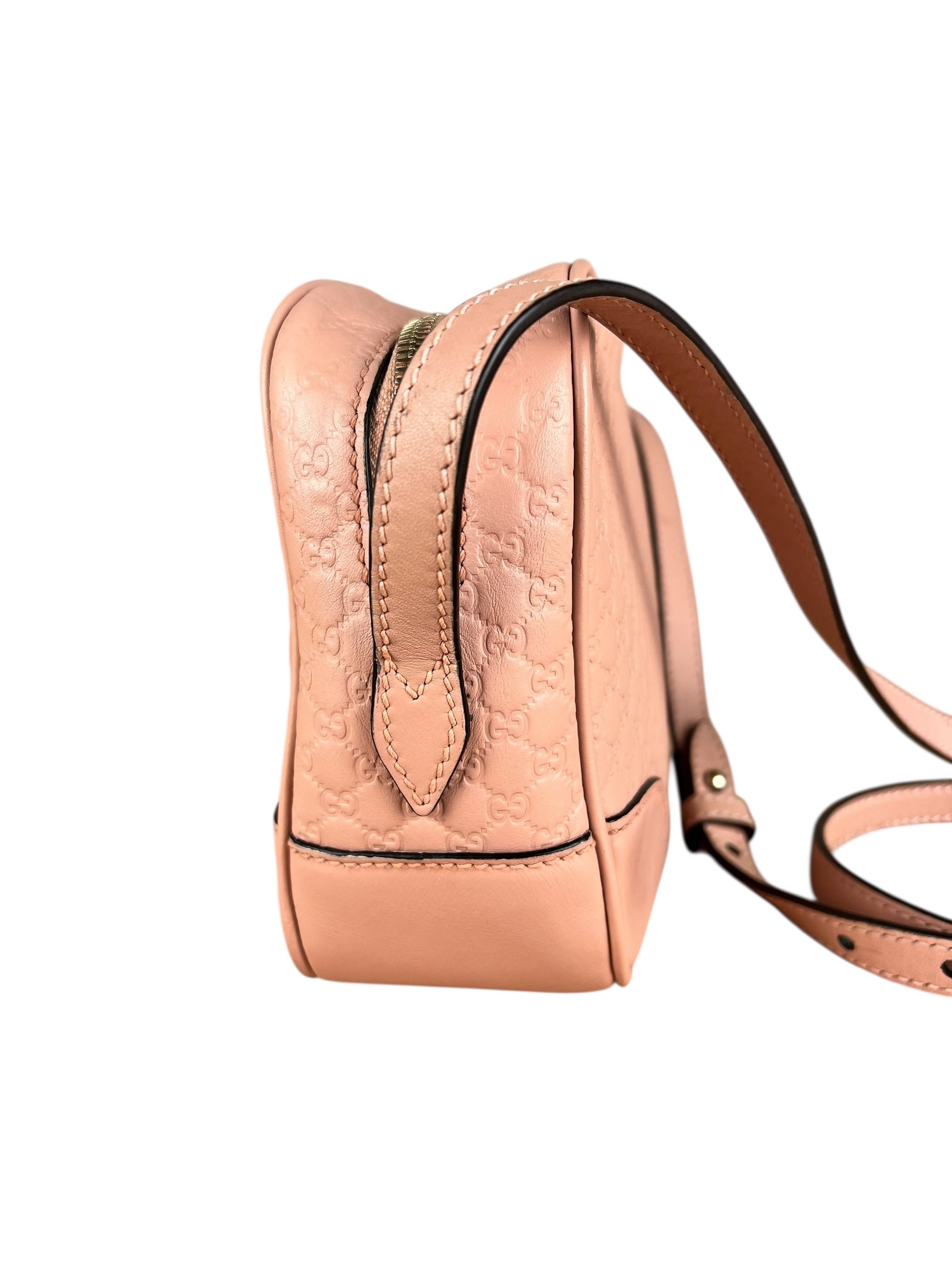 Gucci Bree Microguccissima Leather Camera Bag Pink
