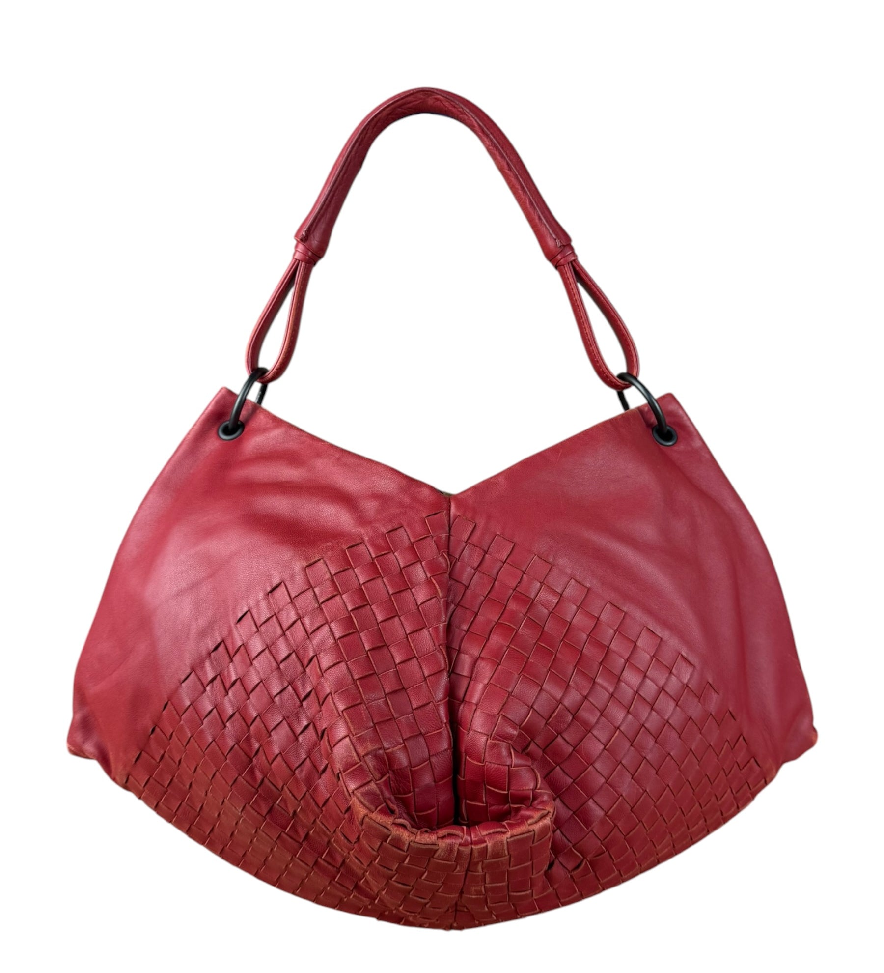 Bottega Veneta Vintage Red Hobo Aquilone Fortune Cookie Shoulder Bag
