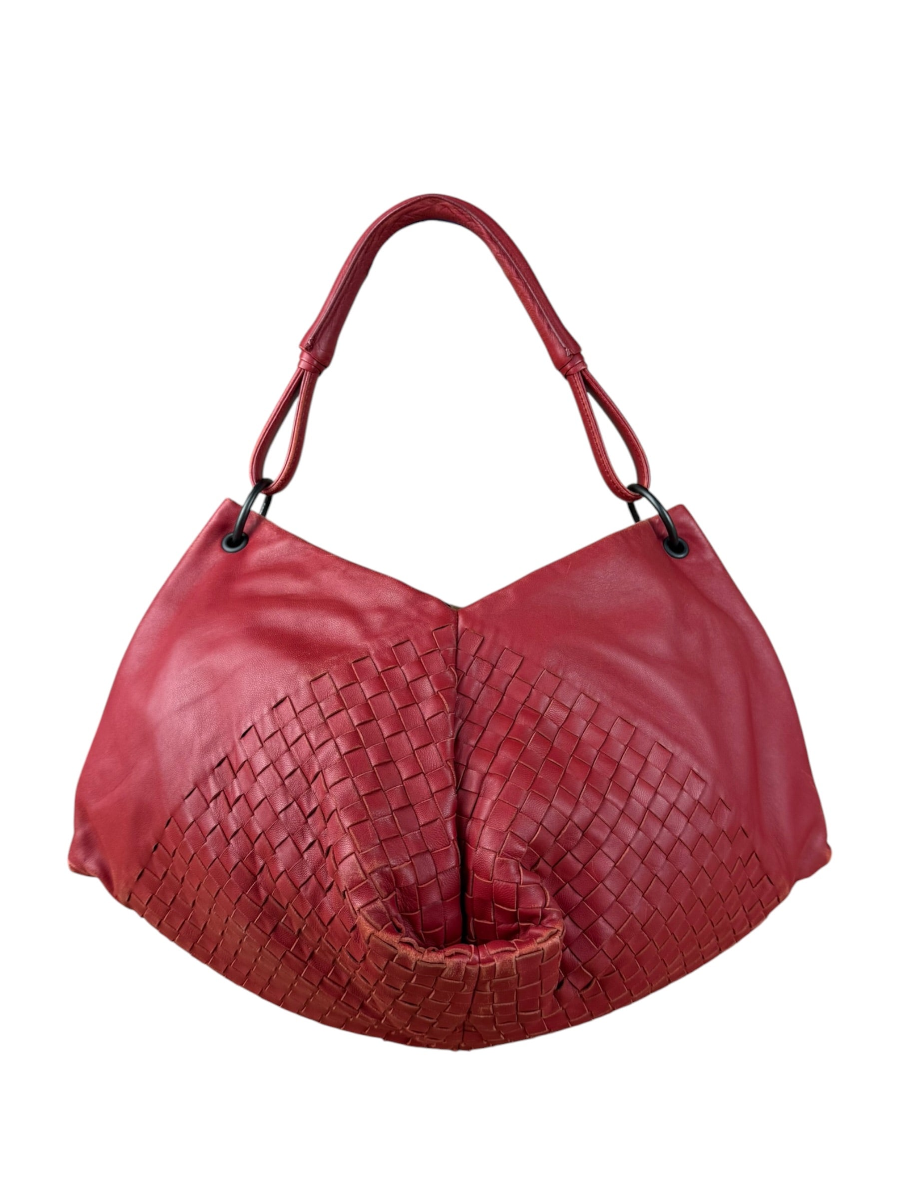 Bottega Veneta Vintage Red Hobo Aquilone Fortune Cookie Shoulder Bag