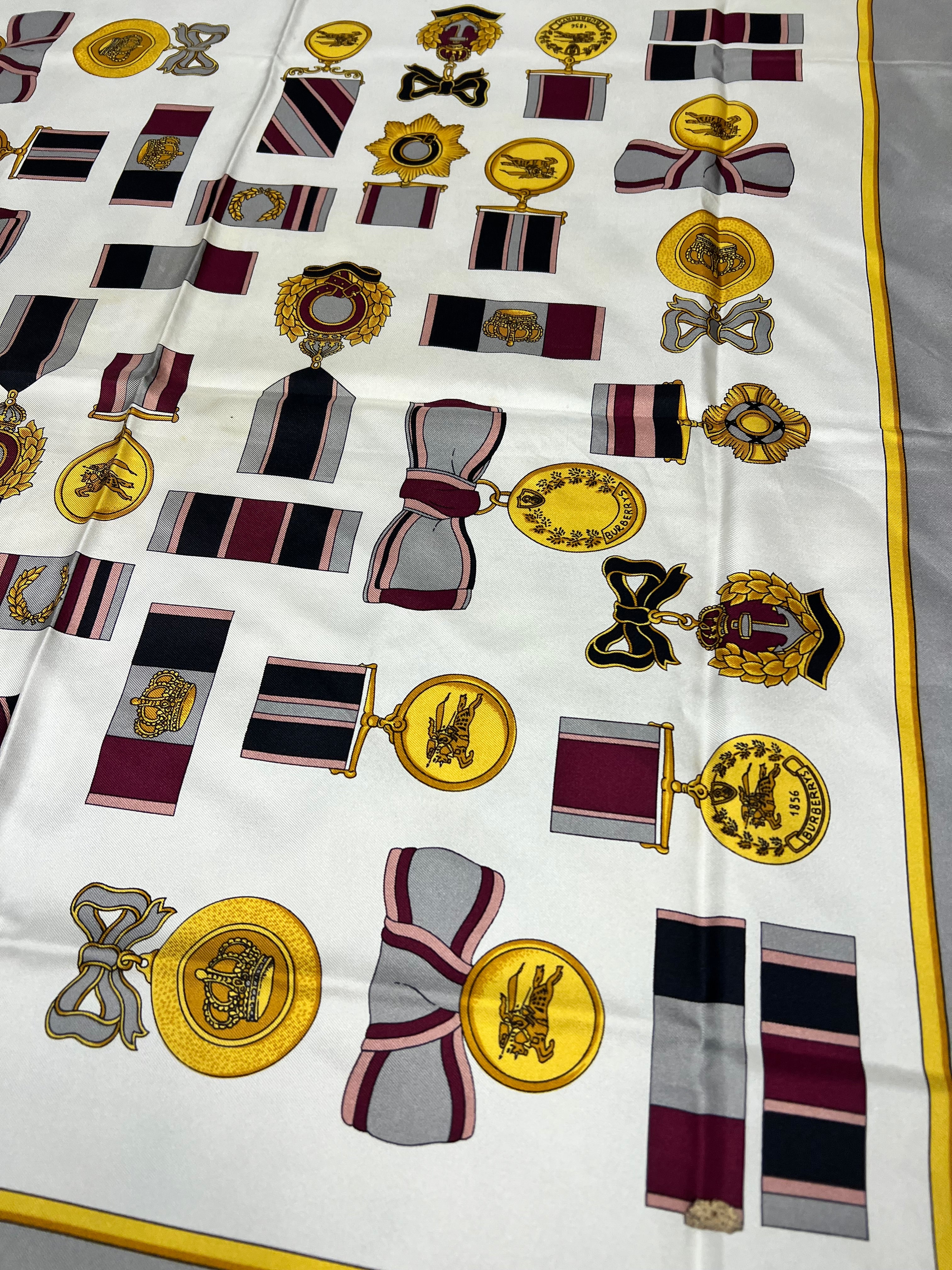 Burberry Pink Medals Vintage Silk Scarf