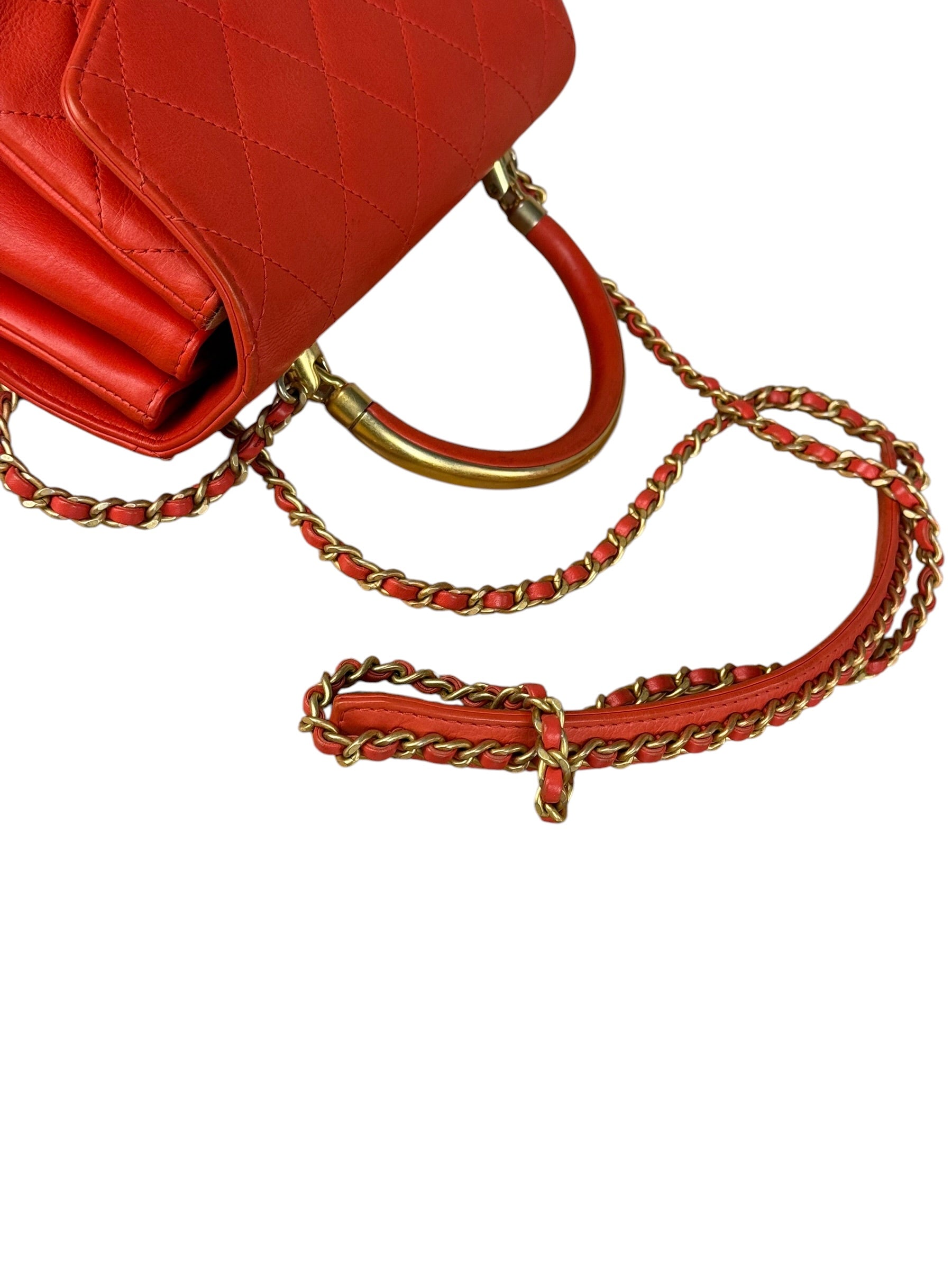 Chanel Red Quilted Coco Handle 2Way Handbag 2019