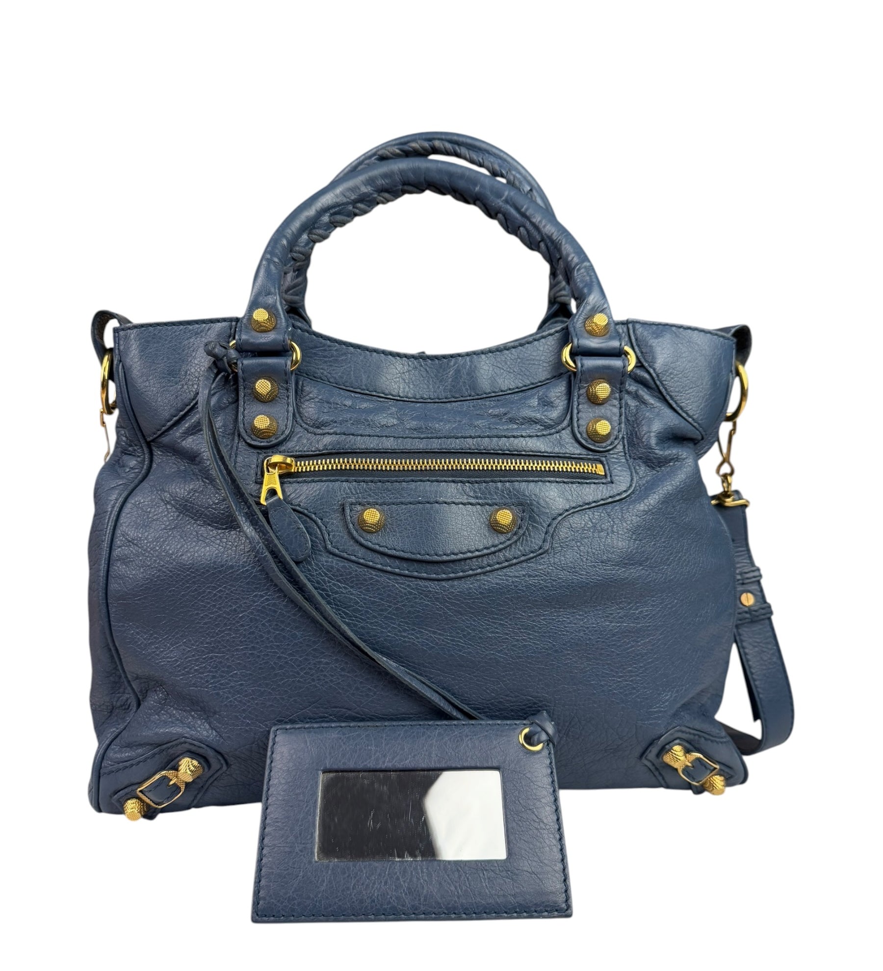 Balenciaga Mist Blue Leather Sunday City Bag
