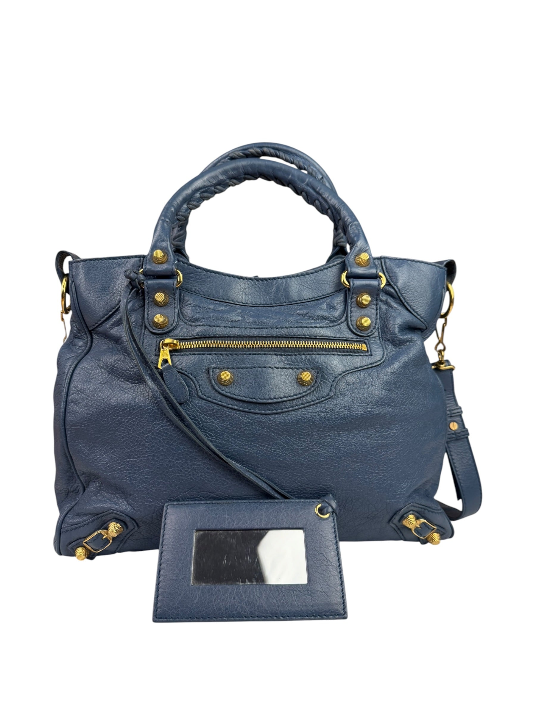 Balenciaga Mist Blue Leather Sunday City Bag