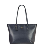 Coach Navy Crossgrain Leather City Zip Shoulder Bag