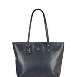 Coach Navy Crossgrain Leather City Zip Shoulder Bag