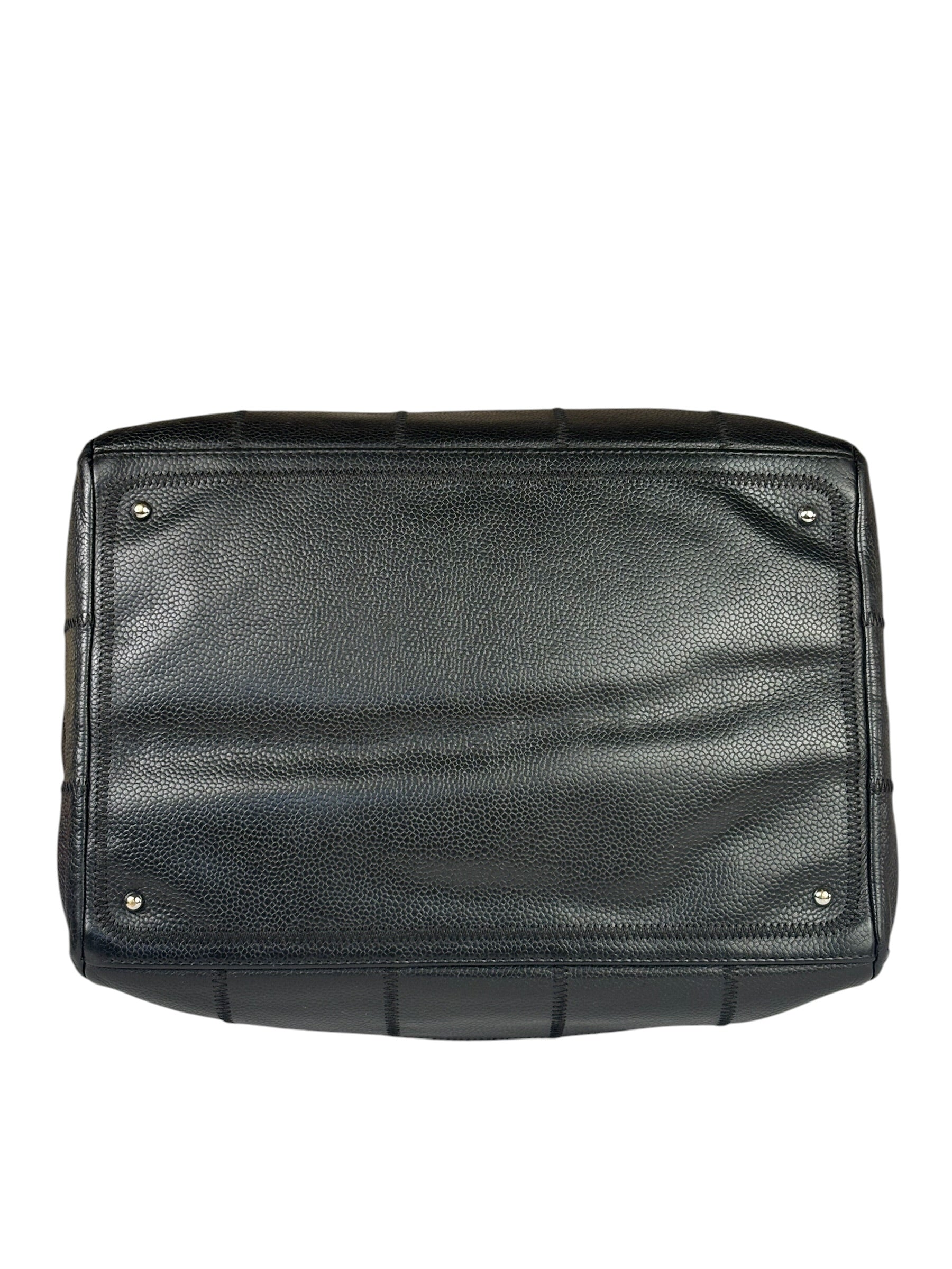 Chanel Black Quilted Leather Chocolate Bar Bowling Handbag