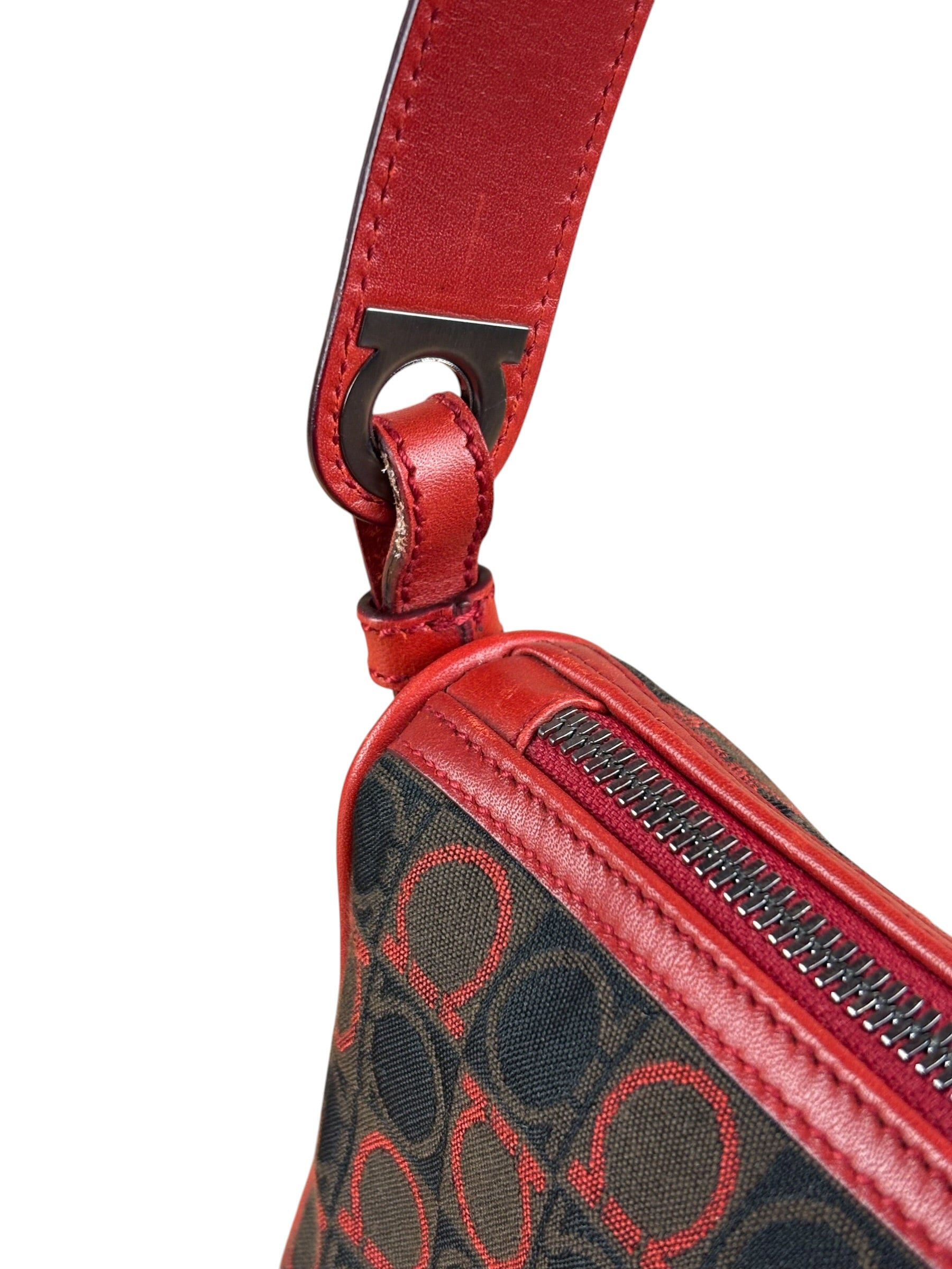 Salvatore Ferragamo Multicolor Leather Trim Monogram Gancini Pochette