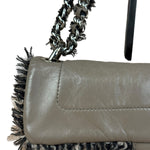 Chanel Taupe Leather Funny Tweed Fringe Flap Bag 2010