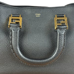Fendi Black Leather Small FF Tote Two-Way Bag