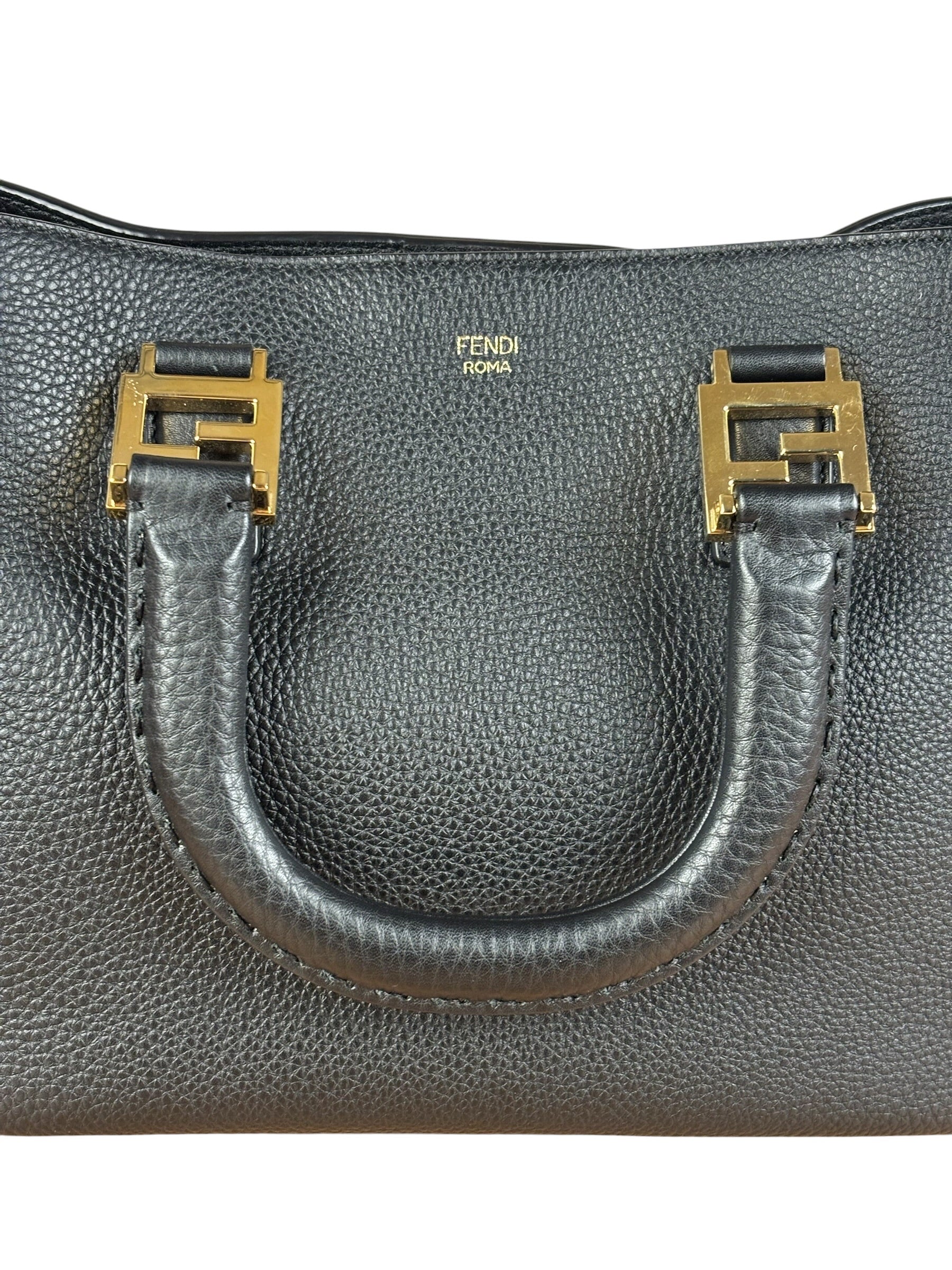 Fendi Black Leather Small FF Tote Two-Way Bag