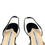 Manolo Blahnik Navy Blue Leather Slingback Kitten Heels