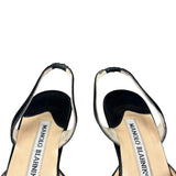 Manolo Blahnik Navy Blue Leather Slingback Kitten Heels