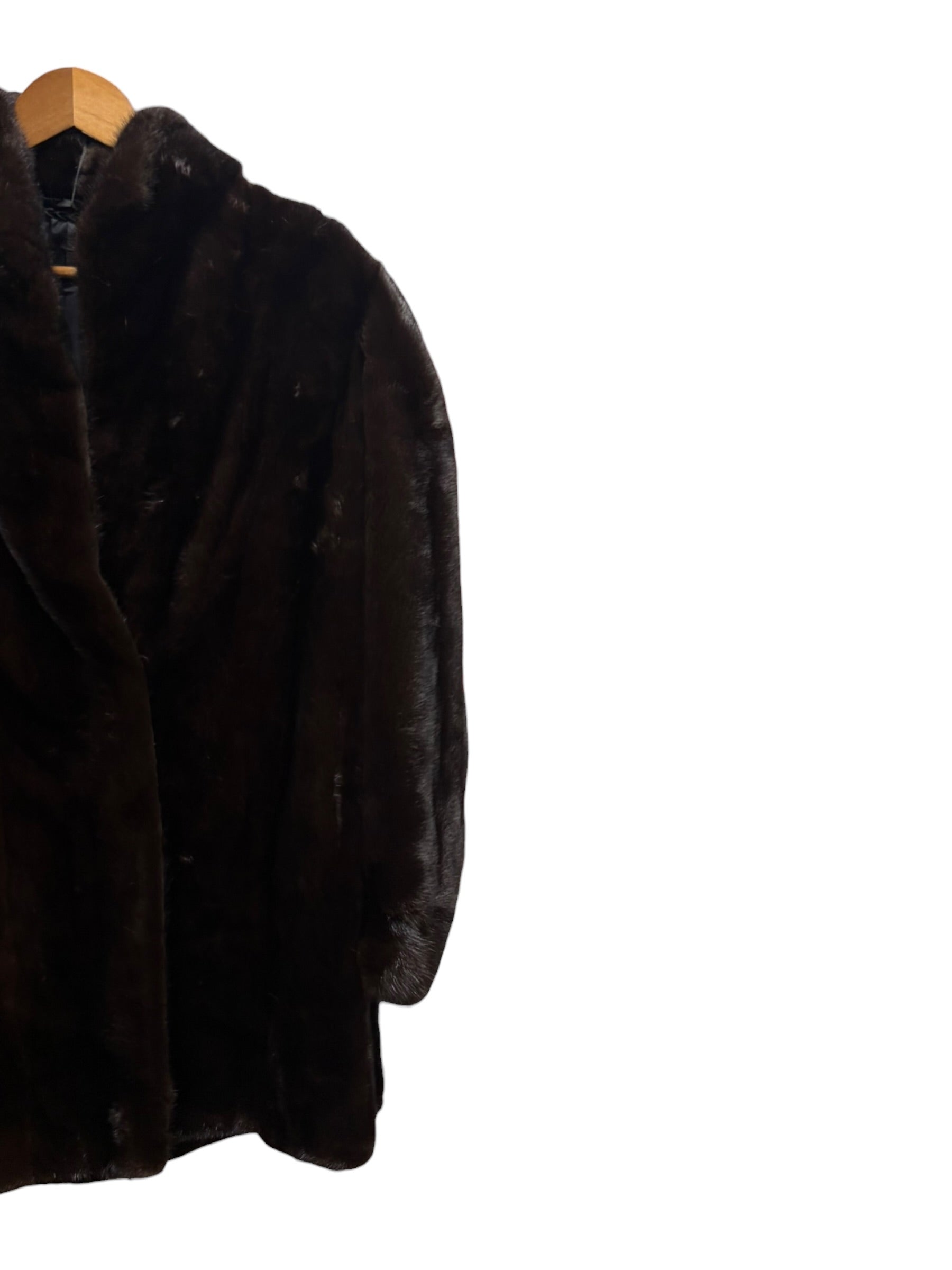 Vintage Saga Ranched Mink Dark Brown Fur Coat