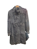 Vintage Dark Grey Sheared Rabbit Fur Long Coat