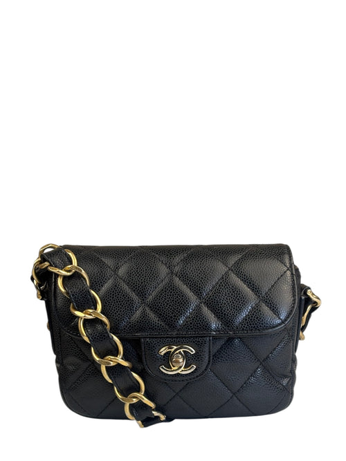 Chanel Black Caviar Quilted Leather Small Flap Bag 2021