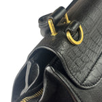 Celine Black Suede/Crocodile Embossed Leather Trapeze Two-Way Bag