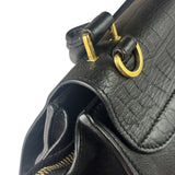 Celine Black Suede/Crocodile Embossed Leather Trapeze Two-Way Bag