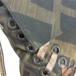 Fendi Zucca Whipstitch Baguette Shoulder Bag