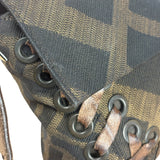 Fendi Zucca Whipstitch Baguette Shoulder Bag