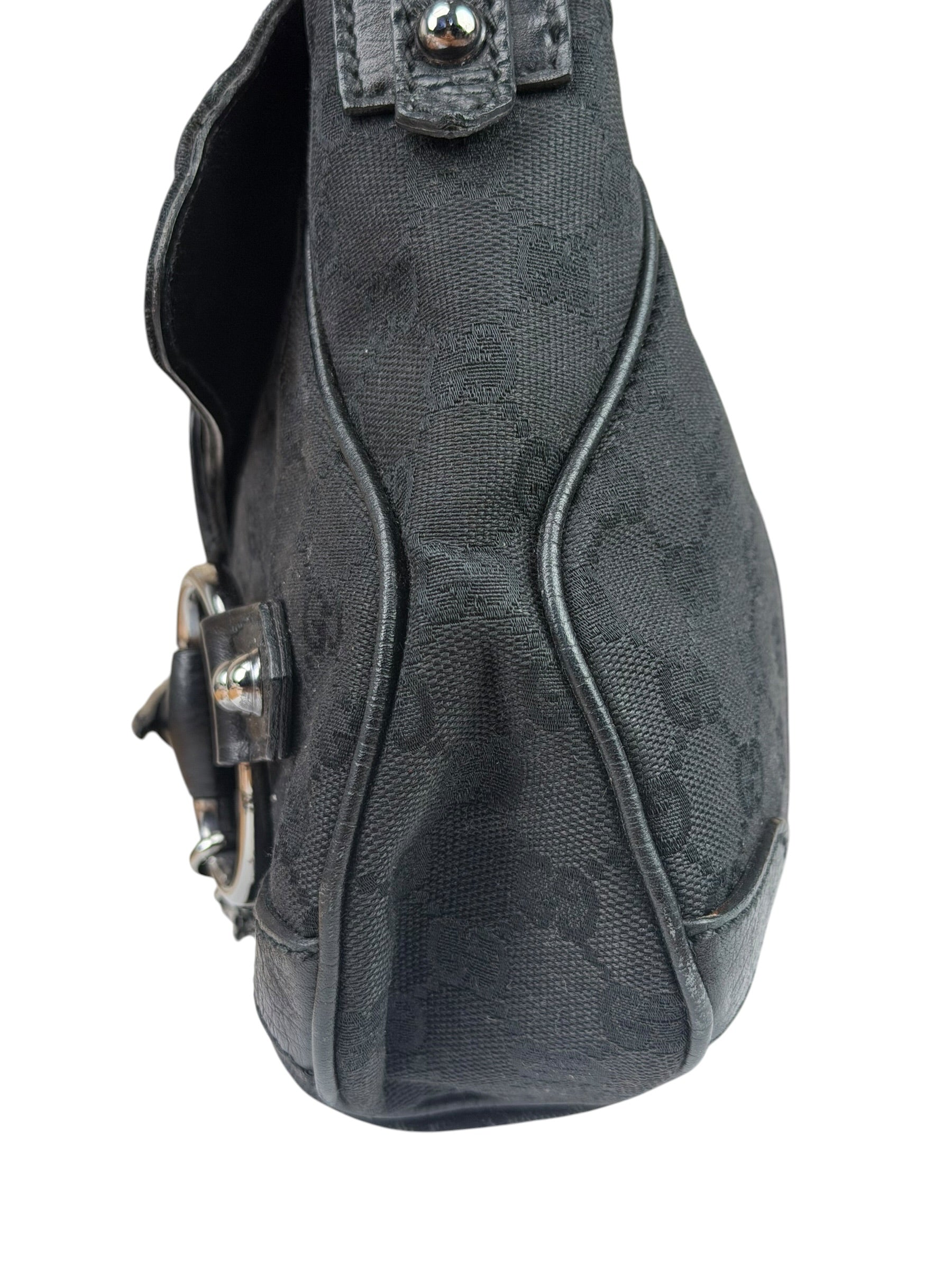 Gucci GG Vintage Black Horsebit Flap Shoulder Bag