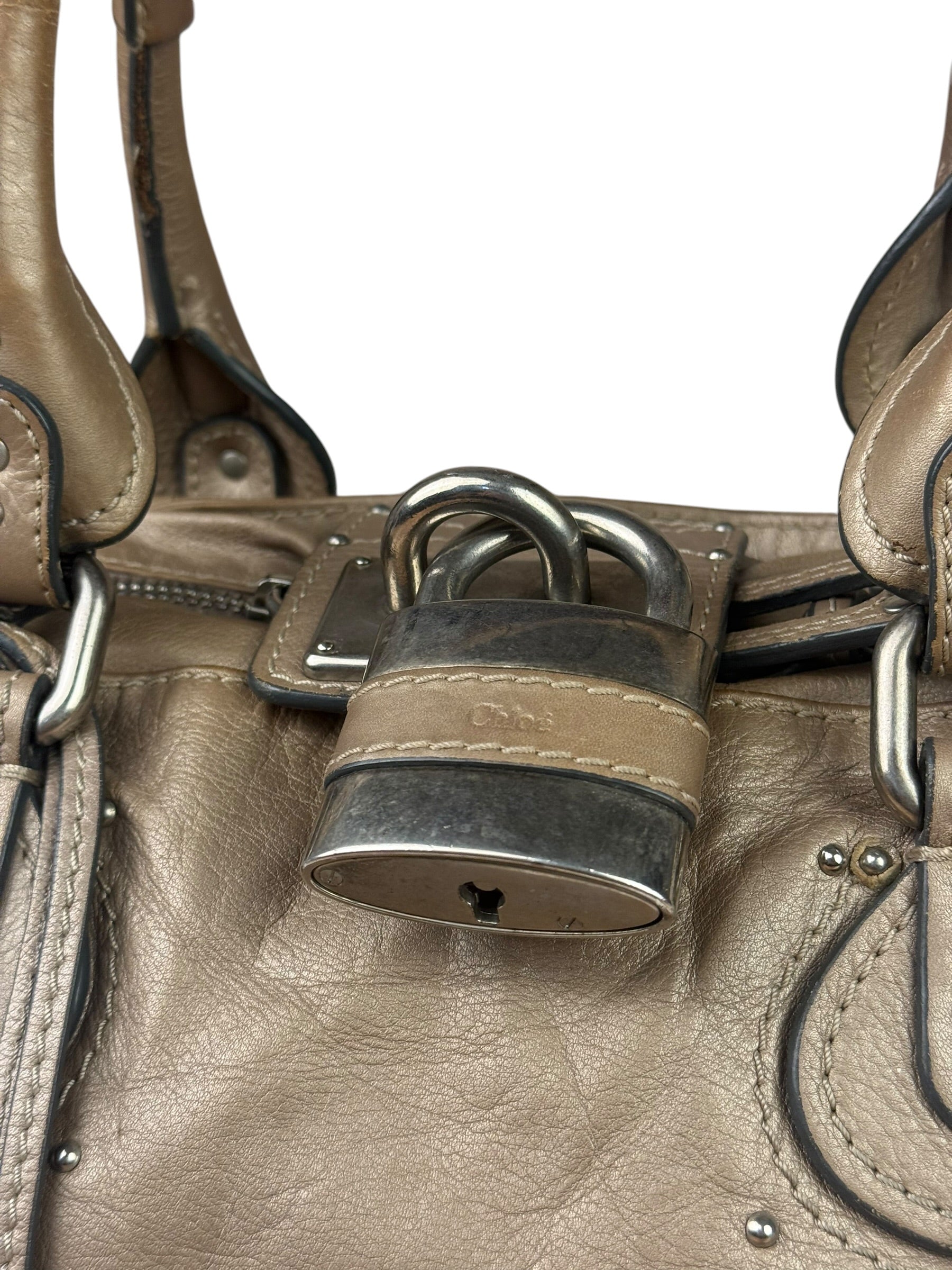 Chloe Bronze Leather Paddington Shoulder Bag