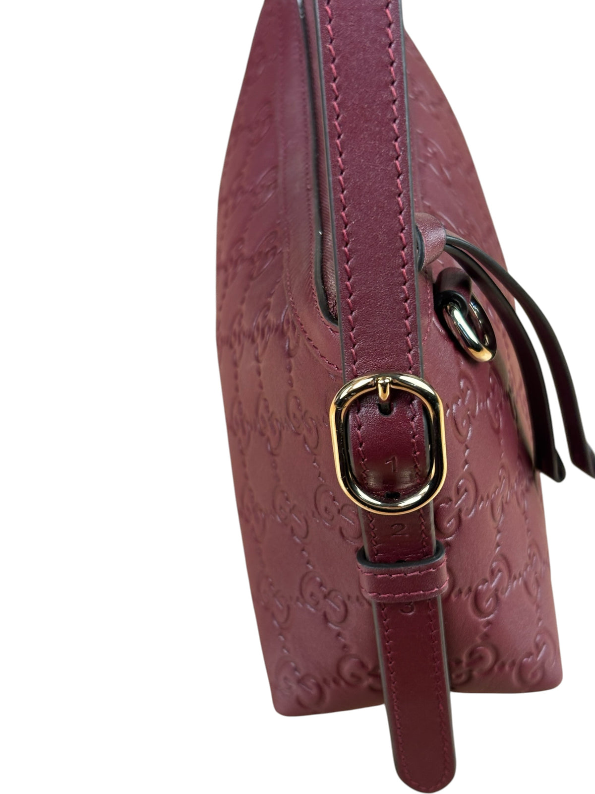 Gucci GG Emblem Red Leather Shoulder Bag