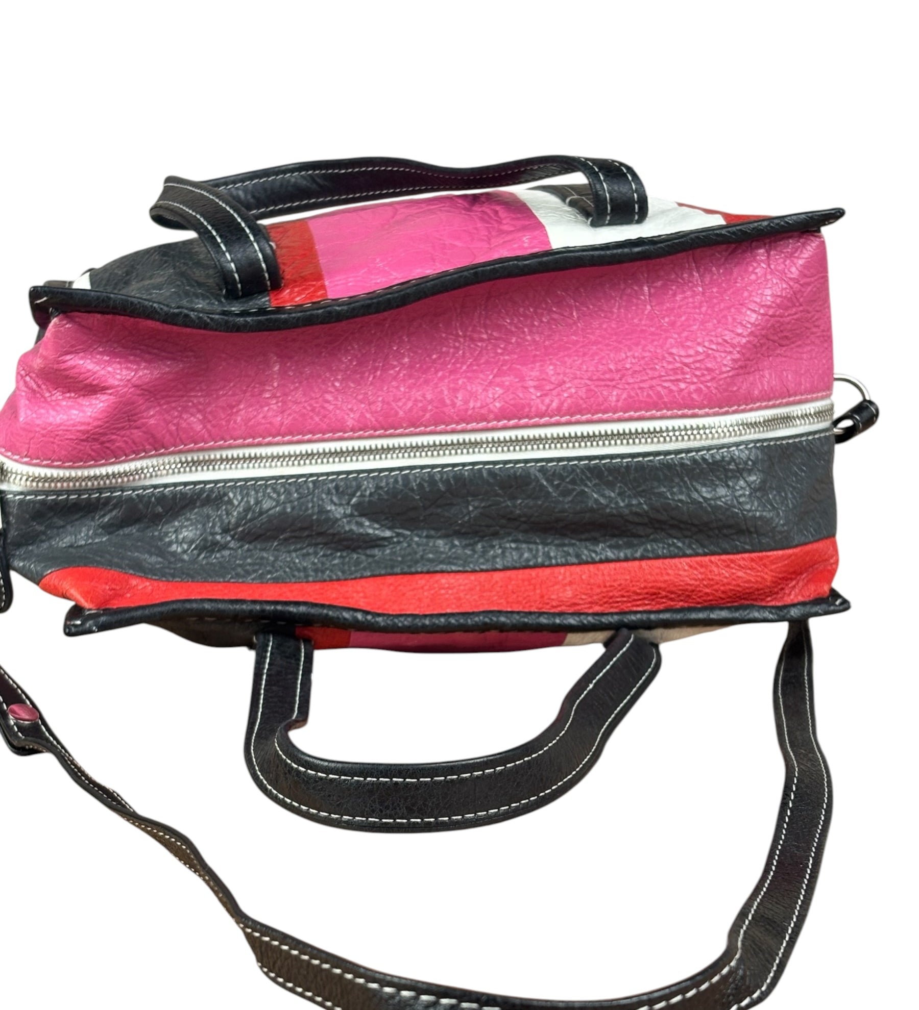 Balenciaga Multi-Color Vertical Stripe Bazar Shopper Two-Way Bag