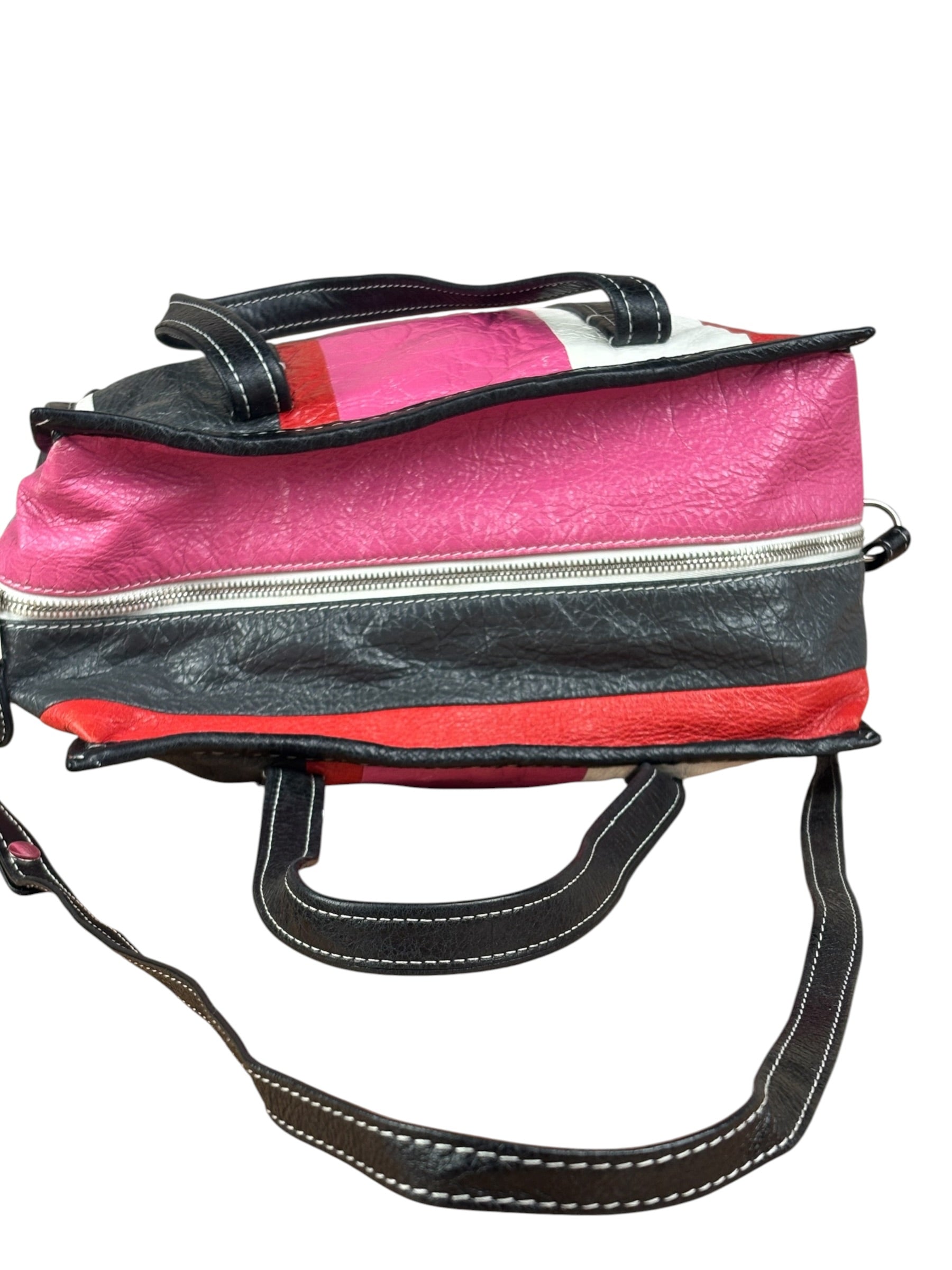 Balenciaga Multi-Color Vertical Stripe Bazar Shopper Two-Way Bag