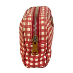 Prada Red Gingham Check Canvas Makeup Bag